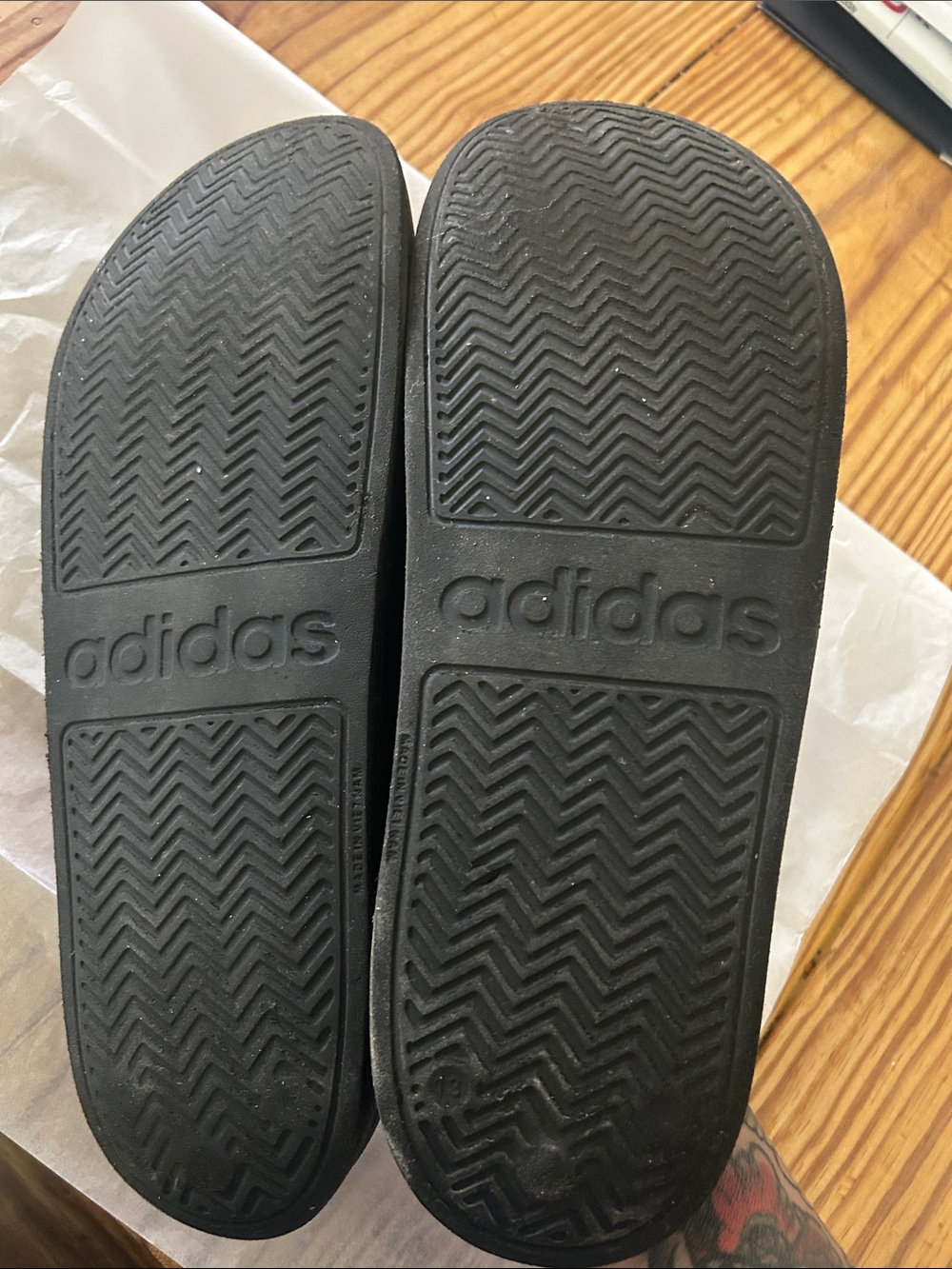 adidas Black and White Slide Sandals - Picture 4 of 4